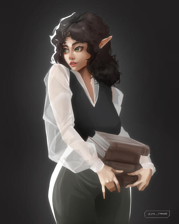 bookish maeve skeb by @zyrdraws (vgen)